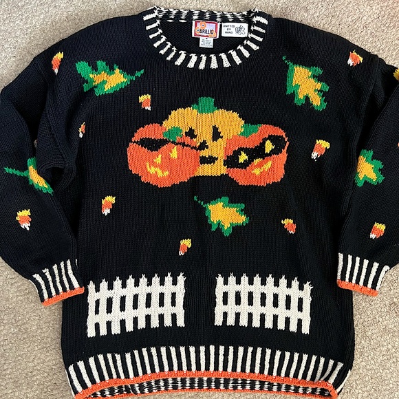 π Vintage Halloween Fall Autumn Sweater Medium - Picture 2 of 9
